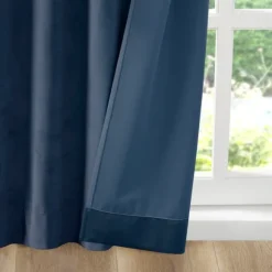 Kirkland's Home Curtains & Drapes-Navy Velvet Greta Curtain Panel Set, 95 In.