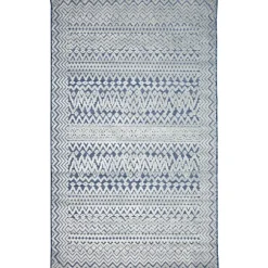Kirkland's Home Outdoor Rugs-Navy Zig-Zag Ezra Indoor/Outdoor Area Rug, 4X7