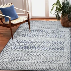 Kirkland's Home Outdoor Rugs-Navy Zig-Zag Ezra Indoor/Outdoor Area Rug, 7X9