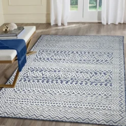 Kirkland's Home Outdoor Rugs-Navy Zig-Zag Ezra Indoor/Outdoor Area Rug, 7X9