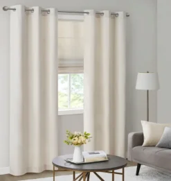 Kirkland's Home Curtains & Drapes-Neutral Basketweave Curtain Panel Set, 84 In.