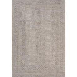 Kirkland's Home Outdoor Rugs-Neutral Bordered Lattice Outdoor Area Rug, 5X7