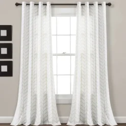 Kirkland's Home Curtains & Drapes-Neutral Chevron 2-Pc. Curtain Panel Set, 84 In.