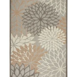 Kirkland's Home Outdoor Rugs-Neutral Floral Burst Outdoor Area Rug, 5X7