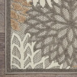 Kirkland's Home Outdoor Rugs-Neutral Floral Burst Outdoor Area Rug, 5X7