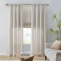 Kirkland's Home Curtains & Drapes-Neutral Linen Blend Curtain Panel Set, 84 In
