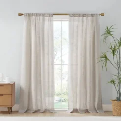 Kirkland's Home Curtains & Drapes-Neutral Linen Blend Curtain Panel Set, 84 In