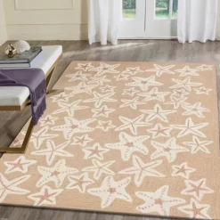 Kirkland's Home Outdoor Rugs-Neutral Starfish Outdoor Area Rug, 5X7