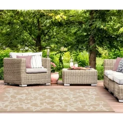 Kirkland's Home Outdoor Rugs-Neutral Starfish Outdoor Area Rug, 5X7