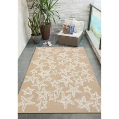 Kirkland's Home Outdoor Rugs-Neutral Starfish Outdoor Area Rug, 5X7