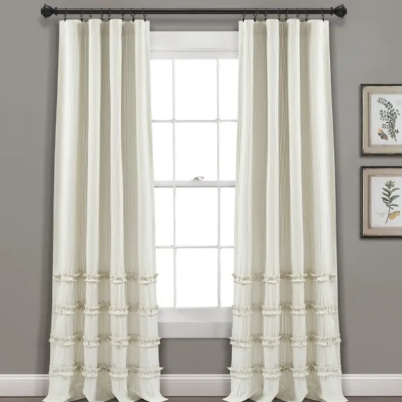 Kirkland's Home Curtains & Drapes-Neutral Vintage Stripe Curtain Panel Set, 84 In.