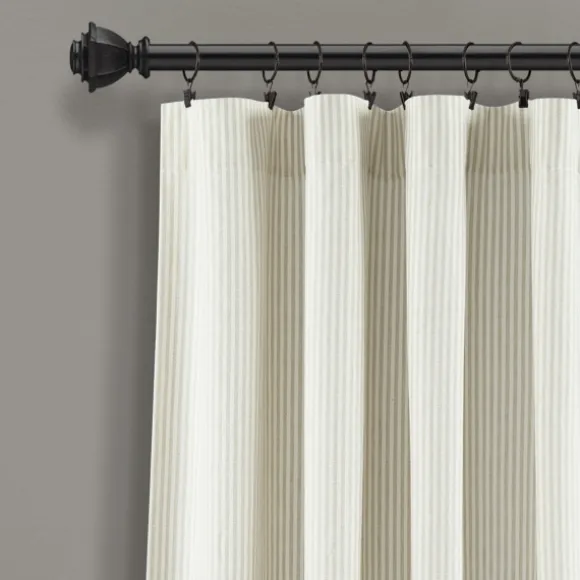 Kirkland's Home Curtains & Drapes-Neutral Vintage Stripe Curtain Panel Set, 84 In.