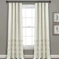 Kirkland's Home Curtains & Drapes-Neutral Vintage Stripe Curtain Panel Set, 95 In.