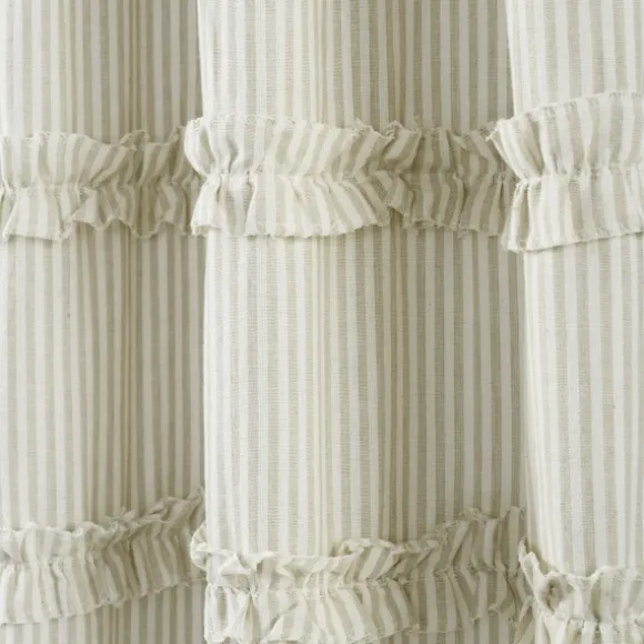 Kirkland's Home Curtains & Drapes-Neutral Vintage Stripe Curtain Panel Set, 95 In.