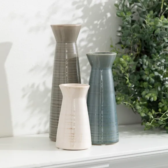 Kirkland's Home Vases-Neutral Wide Mouth Vases, Set Of 3