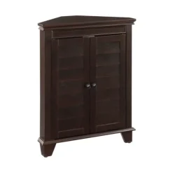 Kirkland's Home Bathroom Furniture-Nikki Dark Wooden Corner Cabinet