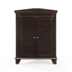 Kirkland's Home Bathroom Furniture-Nikki Dark Wooden Corner Cabinet