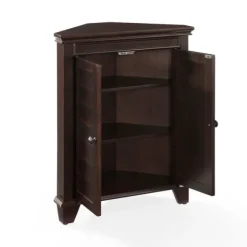 Kirkland's Home Bathroom Furniture-Nikki Dark Wooden Corner Cabinet