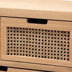 Kirkland's Home Dressers & Chests-Oak And Rattan 4-Drawer Chest