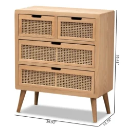 Kirkland's Home Dressers & Chests-Oak And Rattan 4-Drawer Chest