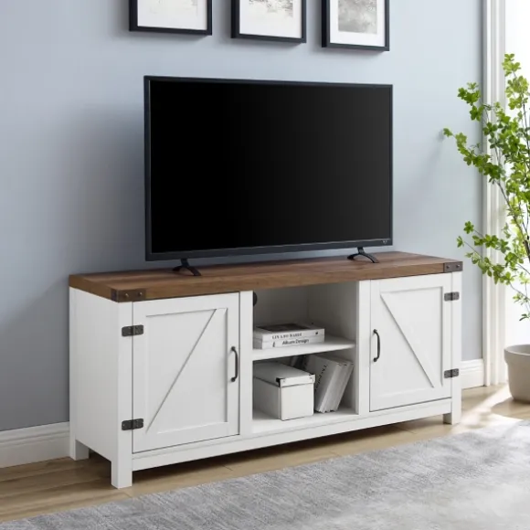 Kirkland's Home Tv Stands & Media Consoles-Oak Farmhouse Double Door Tv Stand