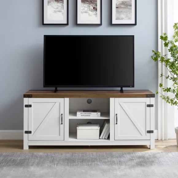 Kirkland's Home Tv Stands & Media Consoles-Oak Farmhouse Double Door Tv Stand