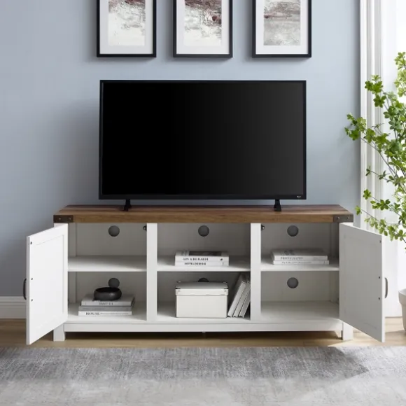 Kirkland's Home Tv Stands & Media Consoles-Oak Farmhouse Double Door Tv Stand
