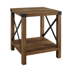 Kirkland's Home Accent & End Tables-Oak Industrial X-Frame Accent Table