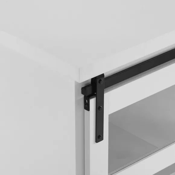 Kirkland's Home Accent & End Tables-Oak Sliding Door Cabinet