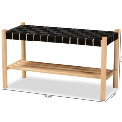 Kirkland's Home Benches & Ottomans-Oak Wood And Woven Nylon Bench