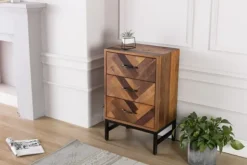 Kirkland's Home Nightstands-Oak Wood Chevron 3-Drawer Nightstand