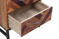 Kirkland's Home Nightstands-Oak Wood Chevron 3-Drawer Nightstand