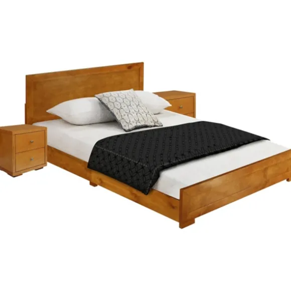 Kirkland's Home Beds & Headboards-Oak Wood King Platform Bed And 2-Nightstand Set