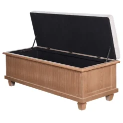 Kirkland's Home Benches & Ottomans-Oatmeal Tweed Tufted Storage Bench