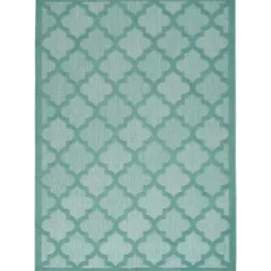 Kirkland's Home Outdoor Rugs-Ocean Aqua Trellis Outdoor Area Rug, 4X6