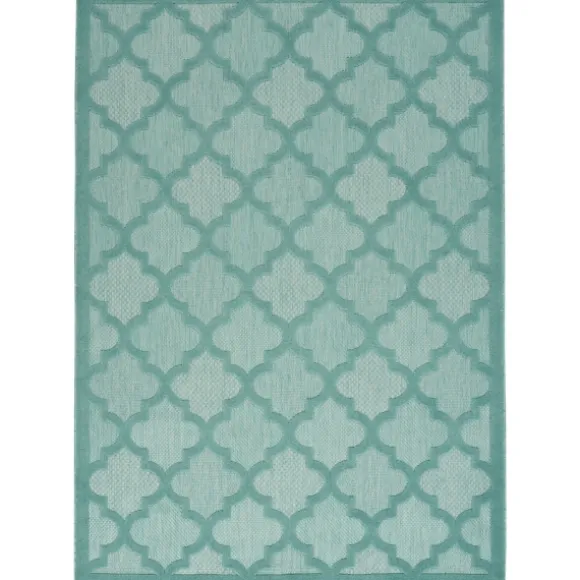 Kirkland's Home Outdoor Rugs-Ocean Aqua Trellis Outdoor Area Rug, 4X6