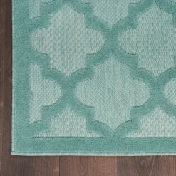 Kirkland's Home Outdoor Rugs-Ocean Aqua Trellis Outdoor Area Rug, 4X6