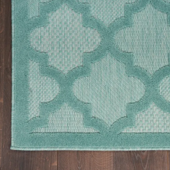 Kirkland's Home Outdoor Rugs-Ocean Aqua Trellis Outdoor Area Rug, 4X6