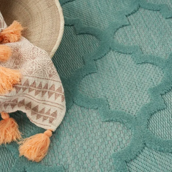 Kirkland's Home Outdoor Rugs-Ocean Aqua Trellis Outdoor Area Rug, 4X6