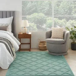 Kirkland's Home Outdoor Rugs-Ocean Aqua Trellis Outdoor Area Rug, 4X6