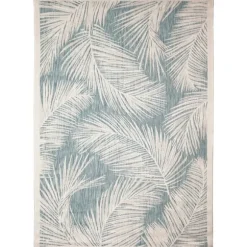 Kirkland's Home Outdoor Rugs-Ocean Blue Palm Leaves Outdoor Area Rug, 6X9
