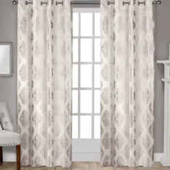Kirkland's Home Curtains & Drapes-Off White Metallic Curtain Panel Set, 96 In.