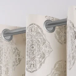 Kirkland's Home Curtains & Drapes-Off White Metallic Curtain Panel Set, 96 In.