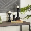 Kirkland's Home Candle Holders-Onyx Turned Wood 3-Pc. Candle Holder Set