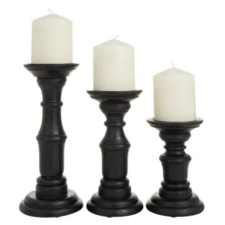 Kirkland's Home Candle Holders-Onyx Turned Wood 3-Pc. Candle Holder Set