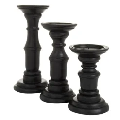 Kirkland's Home Candle Holders-Onyx Turned Wood 3-Pc. Candle Holder Set