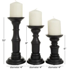 Kirkland's Home Candle Holders-Onyx Turned Wood 3-Pc. Candle Holder Set