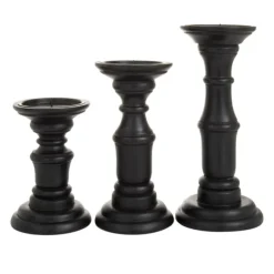 Kirkland's Home Candle Holders-Onyx Turned Wood 3-Pc. Candle Holder Set