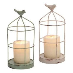 Kirkland's Home Candle Holders-Open Cage With Bird Candle Holders, Set Of 2
