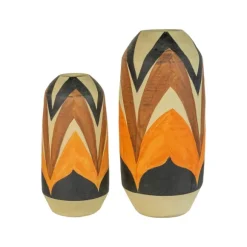 Kirkland's Home Vases-Orange And Brown Ceramic Vases, Set Of 2